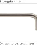 Solid Wire Cabinet Pulls Ultra Minimal Handles For Cupboards And Drawers, Satin Nickel Finish, dimensions diagram with screws