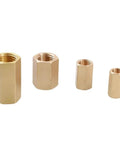 One Shop Grade Metric Female Brass Hex Rod Coupler Pipe Fitting Connector For Hydraulic Lines And Plumbing Tubing, four sizes.