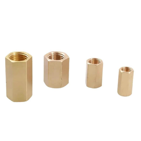 One Shop Grade Metric Female Brass Hex Rod Coupler Pipe Fitting Connector For Hydraulic Lines And Plumbing Tubing, four sizes.