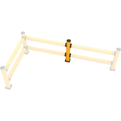Middle Post for Protective Plastic Guard Rails, 42 Inch Yellow, Bolt On From Either Side to Extend Your Guard Rail System