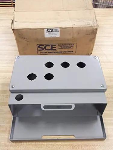 Panel Enclosure 351595 with button holes, steel box with mounting bosses and cable pass through, ideal for control panels.