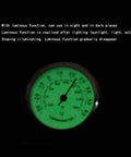 Idain car dashboard thermometer, round 1.57-inch green luminous dial, air vent clip, front view