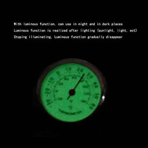Idain car dashboard thermometer, round 1.57-inch green luminous dial, air vent clip, front view