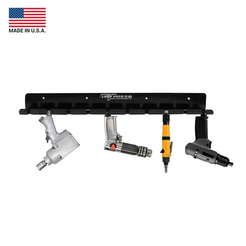 Air Tool Rack Organizer For Enclosed Trailers And Home Garages, Pneumatic Tool Holder That Fits Up To 10 Air Tools, Durable Aluminum Construction, Black Finish, Made In USA