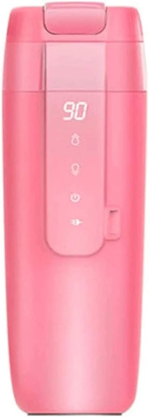 Pink Leak Proof Electric Heated Travel Coffee Mug With Temp Control Fits Car Cup Holder for insulated beverages.