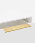 Champagne Gold Drawer Edge Pulls 30 Pack Aluminum Finger Pull Handles For Cabinets And Dresser Drawers installed on white drawer