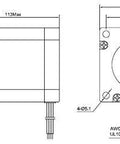 Technical diagram of High Torque NEMA 23 CNC Stepper Motor with dimensions for precision industrial use.