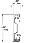 Technical diagram of 14 inch ball bearing drawer slides, showing dimensions for 100 lb side mount set with 45mm rails.