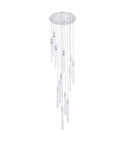 Modern 13 Light Chrome Pendant Chandelier With Brilliant Crystals That Truly Hits Different In Large Rooms And Makes Every Dinner Party A Total Vibe Upgrade At Home, showcasing hanging crystal drops.