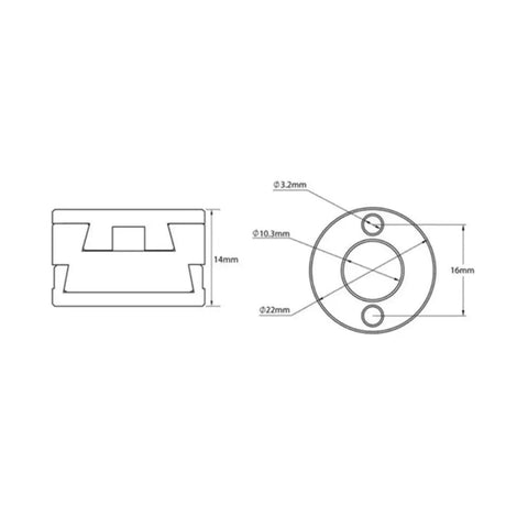 Level Up Your 3D Printer With This Slick 16mm Oldham T8 Z Axle Coupler Fits Hot Bed And CNC Flexible Shafts For Stable Prints Every Time Reduce Deformation Easy Install Vertical Axis Motor Strong Polymer Build For Reliability; 16mm polymer coupler diagram