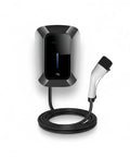 Smart Electric Vehicle Wall Charger With Fast 7KW Hardwired Setup And Type 2 Connector for home or business use, wall-mounted with a charging cable.