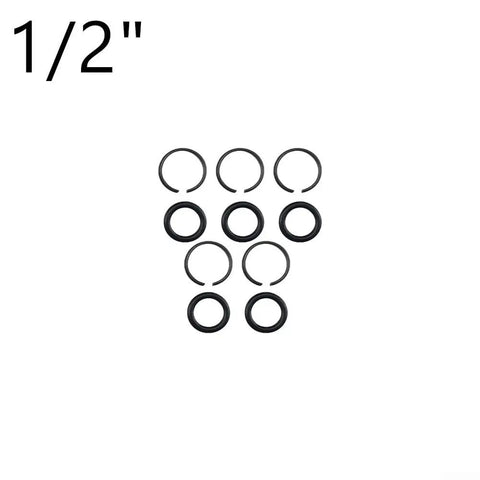 1/2 inch black metal retainer rings and O-rings for impact sockets, Secure Rock Solid Impact Sockets Fast With Tough Steel Retainer Rings For 38, 12 And 34 Inch Air Wrenches Plus O-Rings To Keep Your Garage Tools Locked In Without Any Slipping Or Losing Parts During Heavy Duty Jobs Today.
