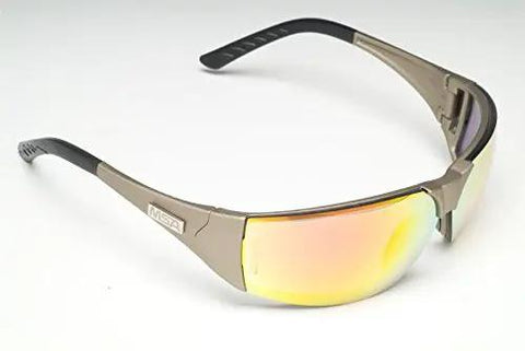 Pro Grade Sick Impact Resistant Outdoor Safety Specs With Rich Orange Mirrored Lenses And Ultra Tight Flex Comfort Fit Frame Built Different for workers.