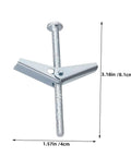 30-Piece Drywall Toggle Bolt And Wing Nut Kit For Hanging Heavy Stuff Safely In Home Or Office, Includes Durable Anchors, Screws, And All-Purpose Wall Hangers For Quick, Secure Mounts. Silver toggle bolt with wing nut, 3.18in x 1.57in