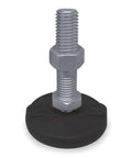 Heavy Duty Stainless Steel Swivel Stud Leveling Mount With 1/2 13 Threads And Solid 3 Inch Nylon Base, showing hex nut and threaded stud.