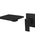 Matte Black Wall Mount Bathtub Faucet With Wide Waterfall Spout Single Handle Roman Tub Filler Brass Construction Rough In Valve Included