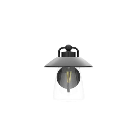 Top Shelf Premium Matte Black Wall Lantern With Slick Clear Glass Panel Rock Solid Weather Resistant Barn Sconce For Front Porch And Outdoor Patio Standard E26 Base Lighting Upgrade, front view.