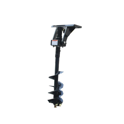 Six Inch Radius Beefy Torque Auger Drill Bit Drive for Mini Skid Steer Attachments Twenty Two Inch Working Depth shown vertically