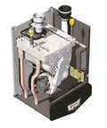 Heavy Duty Natural Gas Wall Boiler Knockout 96 Percent Afue Efficiency showing internal components, stainless steel heat exchanger, built-in circulator.