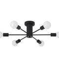 Dope Black Modern Sputnik Ceiling Light Fixture 6 Light Chandelier, Semi Flush Mount For Dining Room, Kitchen, Bedroom, And Living Room, E26 Socket Home Lighting, black finish, top view