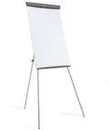 Melamine Presentation Easel With Whiteboard And Flipchart, 3 By 2 Feet, Gray Frame, Stands Nearly 75 Inches Tall, Non Magnetic Surface, Easy Setup Grab And Go Top Clamp For Standard Pads, Tripod Base