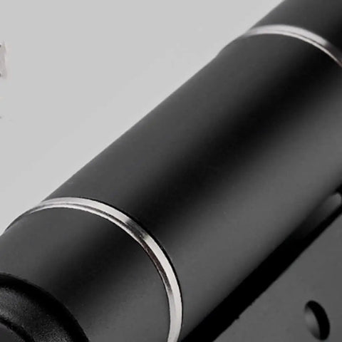 Close-up of Invisible Hydraulic Door Hinge With Adjustable Damper And Automatic Closer Built From Rust Proof Aluminum.