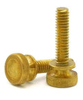 Knurled Head Thumb Screws, Solid Brass, Dope Quality, Ten By Twenty Four Threads Per Inch, Right Hand Thread, One Inch Length