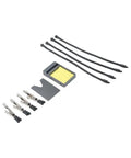 Four Arm Soldering Helper With Flexible 260mm Arms And Heat Resistant Silicone Clamps, A Secure PCB Holder For Precision Electronics, Reaching Tough Joints, Ideal Soldering Aid For DIY Projects And Pro Shops, kit parts laid out