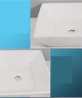 USZWBY Vessel Sinks Bathroom Vessel Sink Modern Square Ceramic Counter Basin White Bathroom Bowl Sink top view with drain hole