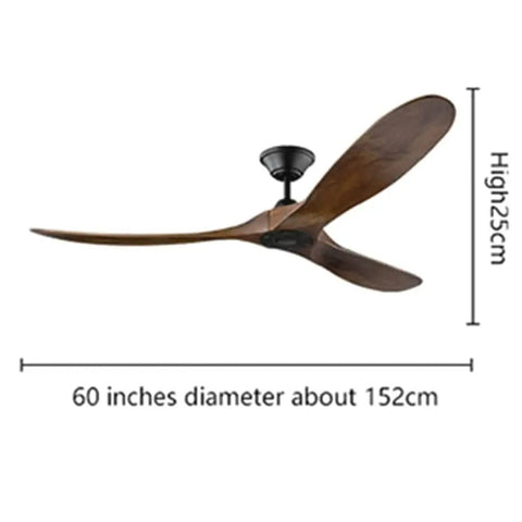 Upscale Retro Wooden Ceiling Fan Light Fixture With Smart Remote And Ridiculously Silent Dc Motor, 60 inches diameter, 25cm high.