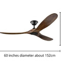 Retro Wooden Ceiling Fan Light Featuring Wireless Remote Slick Dc Motor Technology For Cozy Living Areas Or Bedrooms Quiet Cool Breeze Effortless Daily Operation, 60 inches diameter.