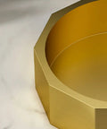 Totally Durable Gold Geometric Table Mounted Vanity Sink Built From Rugged 304 Stainless Steel Single Bowl Bathroom Basin with Quick Drain