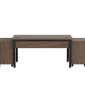 Top Tier 60 Inch Industrial Office Desk And Rolling Mobile Pedestal Set With Five Smooth Glide Storage Drawers In Driftwood Gray.