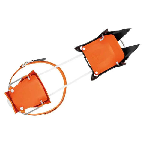 IRVIS Hybrid LeverLock Universal Crampons with 10 Point Front Point System and Antisnow Tech, orange and black design