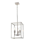 Three Light Brushed Nickel Chandelier Pendant Lighting With Industrial Metal Cage Modern Ceiling Fixture For Foyer Dining Room Kitchen Island And Hallways