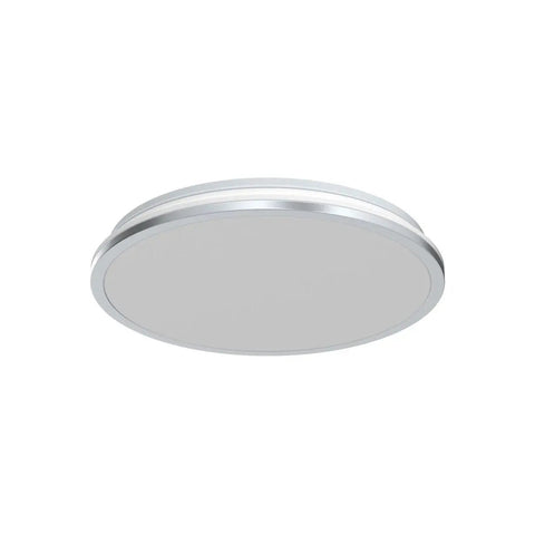 35W Dimmable LED Round Flush Mount Ceiling Light With Remote 15 Inch Close To Ceiling Fixture in silver, side view