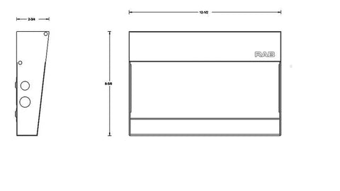 Diagram of LED Wall Pack Outdoor Light Bronze Finish W17-90L PCU, front and side view with dimensions marked.