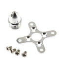 Beefed-Up Brushless Drone Motor With Multiple KV Options parts including mount and screws for FPV Drones, Quadcopter installation.