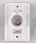 Central vacuum inlet valve with white round door; wall plate mount for Beam central vacuum system