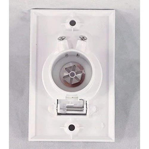 Central vacuum inlet valve with white round door; wall plate mount for Beam central vacuum system