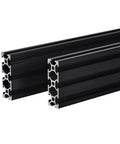 2060 T Slot Aluminum Extrusion Profile 59 Inch Black Anodized Linear Rail For 3D Printer Parts And CNC DIY Frames European Standard High Strength Aluminum Rails For Pro Grade Precision Builds, two black extrusions