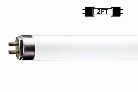 Close-up of G13 bi-pin base on 6 Pack 24 Inch T8 Fluorescent Light Bulbs 17W 4100K Cool White 1400 Lumens high CRI 83 tube