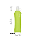 Leak Proof Folding Water Bottle With Sport Design, All Day Hydration, green 500ml soft bottle with measurements shown