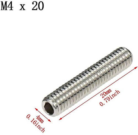 100Pcs M4 By 20Mm Stainless Steel Cup Point Socket Grub Screws With Hex Head For Gear And DIY Projects, Rust Resistant High Torque Burr Free Fixings For Auto Repair And Hobbyist Assemblies