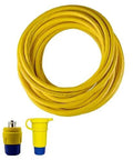 Heavy Duty 100 Ft Power Cordset Featuring Ip69K Waterproof Seals Yellow 12 Awg 3 Wire Sow Extension Cable coiled with plugs.