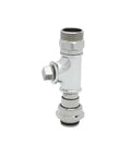 EasyInstall Swivel Tee Assembly Chrome Plated Accepts T And S Standard Swing Nozzle One To Twenty UN Male Threaded Outlet Includes Three Eighths Inch Pipe Plug Pro Grade Build For Commercial Kitchens And Beverage Stations.