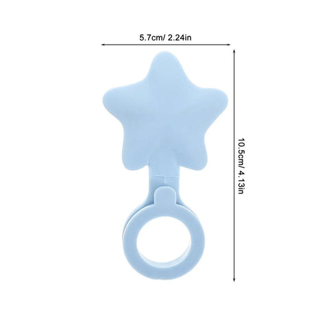 2pcs Silicone Star Shaped Bathtub Stopper Flat Cover for Drain Plug in light blue, 10.5cm tall and 5.7cm wide.