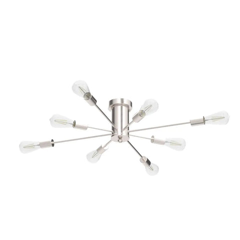 8 Light Sputnik Ceiling Chandelier in Brushed Nickel Silver, Dope Modern Industrial Pendant Lighting Fixture for E26 Base