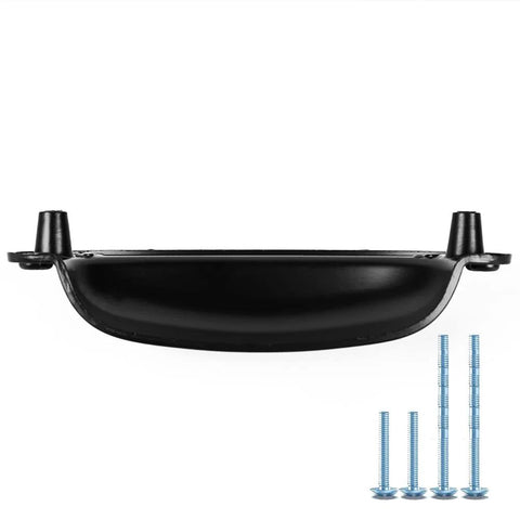 Side view of Matte Black Cup Pull Handle with Shell Ear Knobs and screws; visible 3.5-inch spacing in zinc alloy