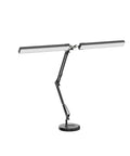 2 In 1 LED Desk Lamp With Clamp, 24W Ultra Bright Table Lamp, flexible swing arm, dual head, standing on a solid base.